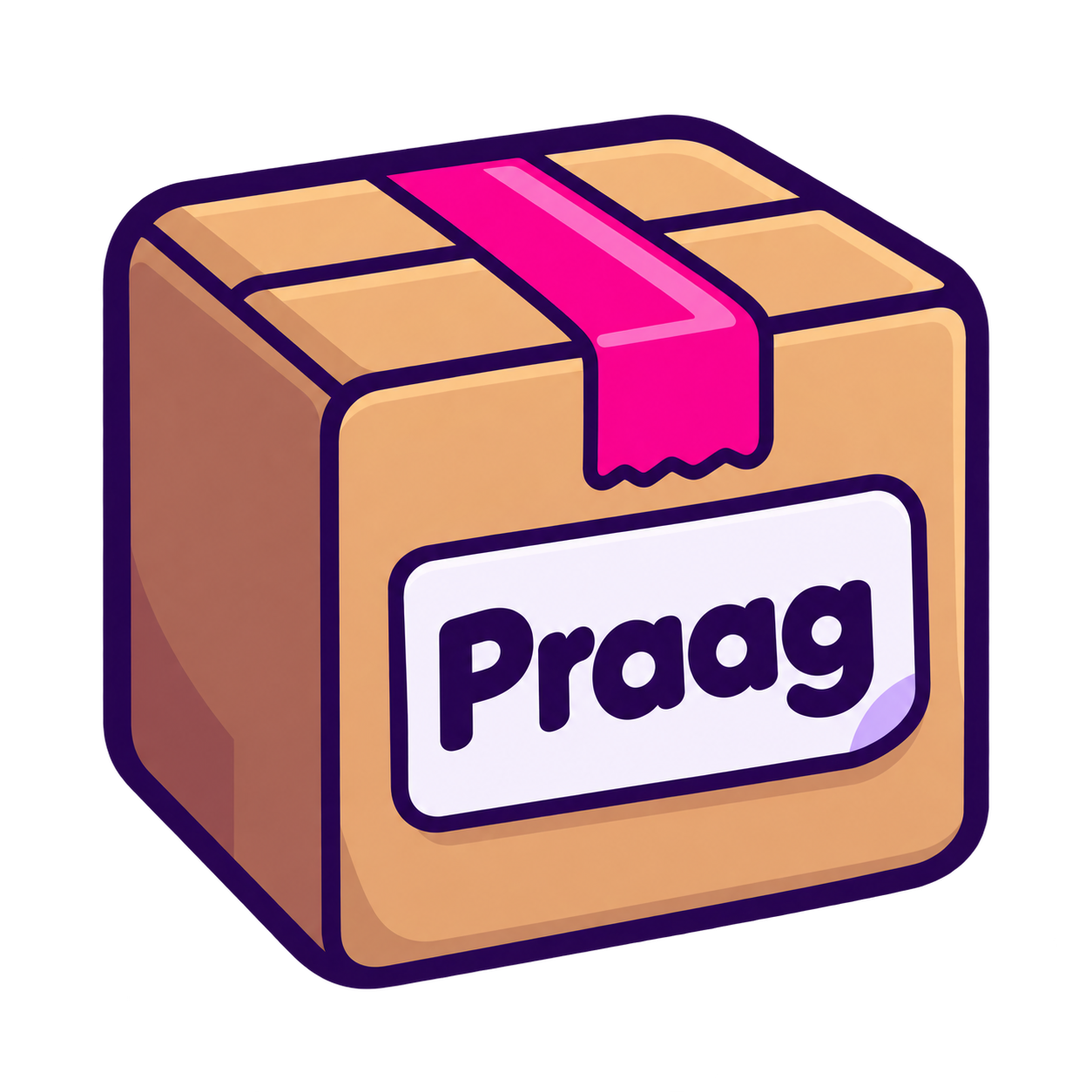 Kartonnen pakketbox met label Praag