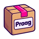 Kartonnen pakketbox met label Praag